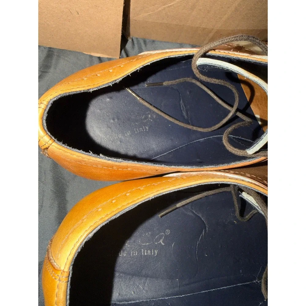 Duca Men's Tri-Color Leather Oxford Brogue Dress Shoes Made in Italy Size 43